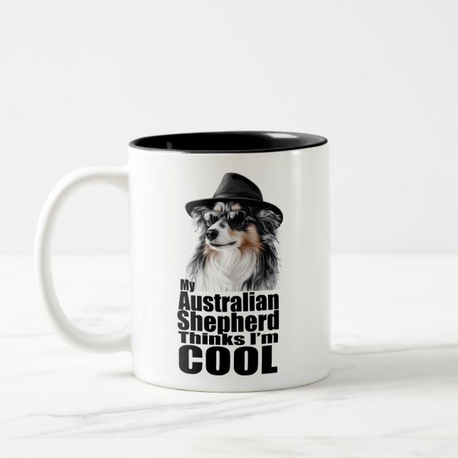 I'm Cool Australian Shepherd Two-Tone Coffee Mug (Left)