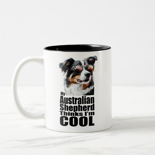 I'm Cool Australian Shepherd Two-Tone Coffee Mug (Left)