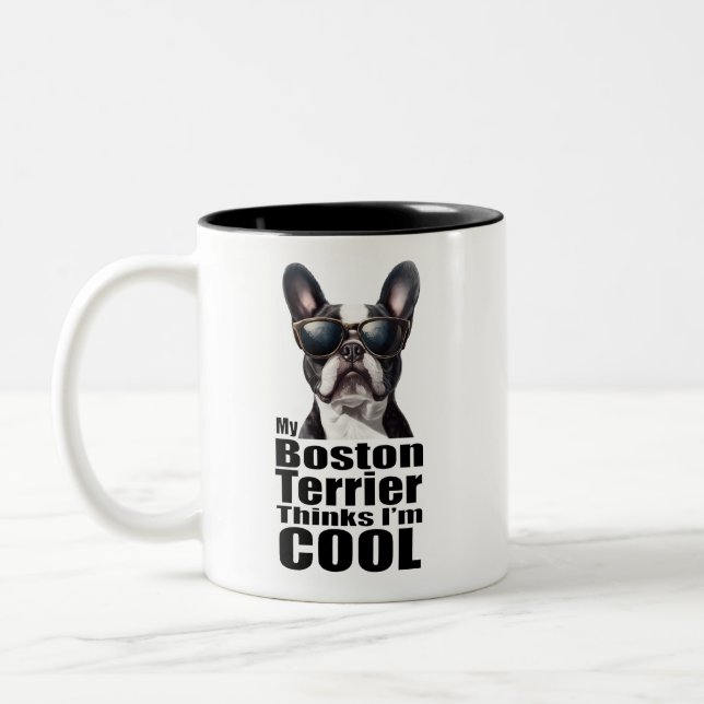 I'm Cool Boston Terrier Two-Tone Coffee Mug (Left)