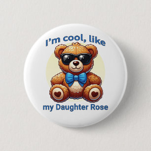 I'm Cool Teddy Bear with Blue Bow Customizable 2 Inch Round Button