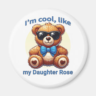 I'm Cool Teddy Bear with Blue Bow Customizable Magnet