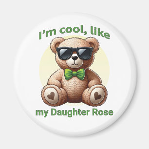 I'm Cool Teddy Bear with Green Bow Customizable Magnet