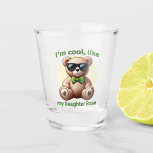 I'm Cool Teddy Bear with Green Bow Customizable Shot Glass