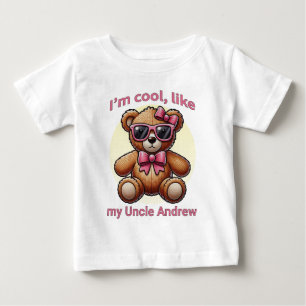 I'm Cool Teddy Bear with Pink Bow Customizable Baby T-Shirt