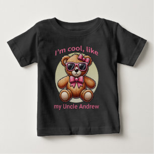 I'm Cool Teddy Bear with Pink Bow Customizable Baby T-Shirt