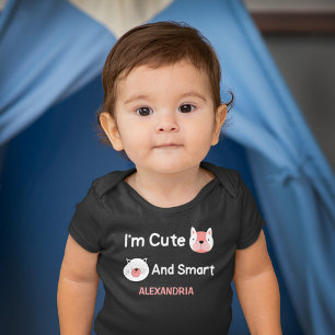 I'm Cute And Smart Pets Animals Personalize Baby Bodysuit