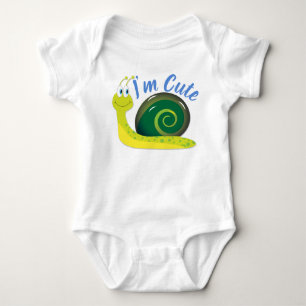 I'm Cute Light Green Snail Baby Bodysuit