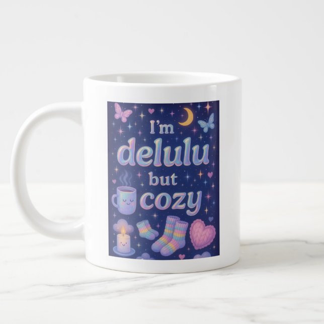 I'm delulu, but cozy large coffee mug (Left)