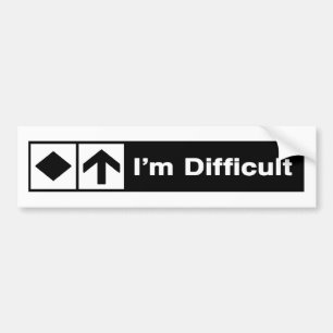 I'm Difficult Ski Trail Sign Bumper Sticker