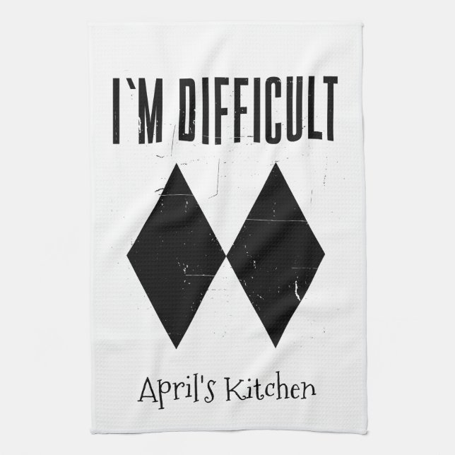 I'm Difficult Skiing Double Black Diamond Custom K Kitchen Towel (Vertical)