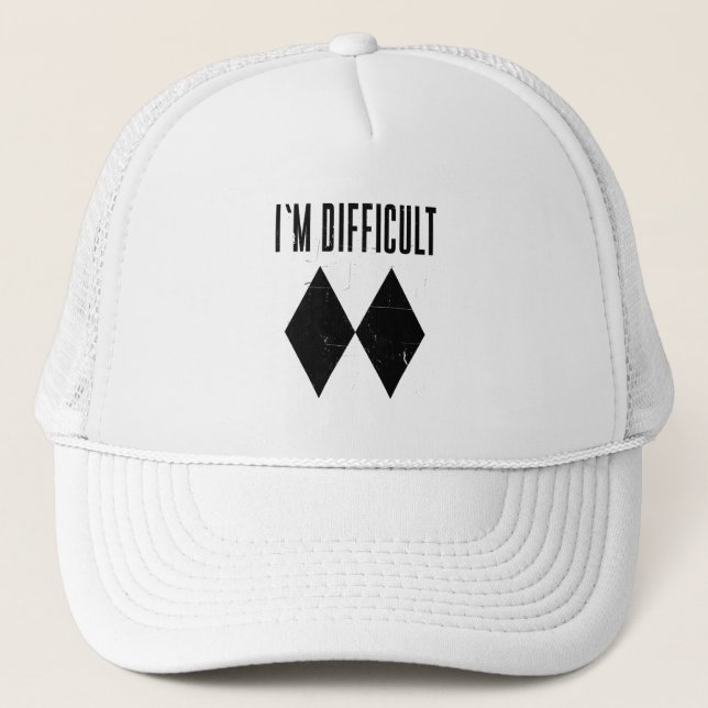 I'm Difficult Skiing Double Black Diamond  Trucker Hat (Front)