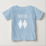 I'm Difficult Skiing Double Diamond Winter Sports Baby T-Shirt<br><div class="desc">Baby maintains a laid-back cool look with this I'm Difficult Skiing gag baby bodysuit. Perfect for any time of the year. Double Diamond design that skiers and future skiing fans would love</div>