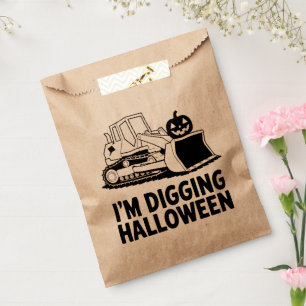 I'm Digging Halloween Pumpkin Face Tractor Kids Favour Bag