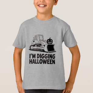 I'm Digging Halloween Pumpkin Face Tractor Kids T-Shirt