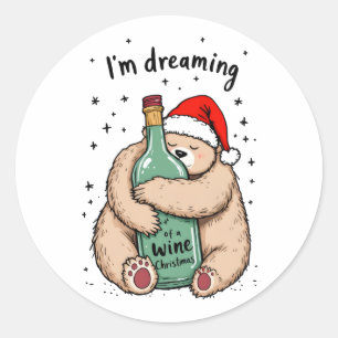 I'm Dreaming of a Wine Christmas Classic Round Sticker