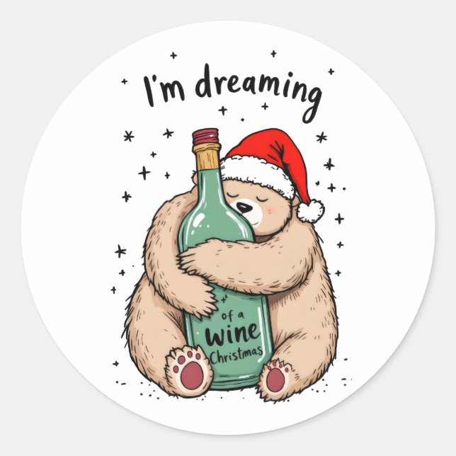 I'm Dreaming of a Wine Christmas  Classic Round Sticker (Front)