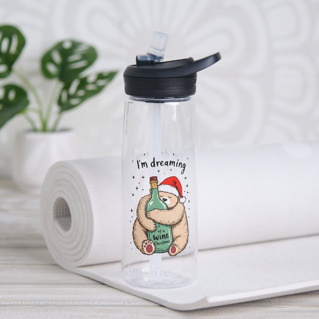I'm Dreaming of a Wine Christmas  Water Bottle (Yoga (Rotated))