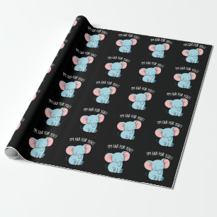 I'm Ear For You Funny Elephant Pun Dark BG Wrapping Paper