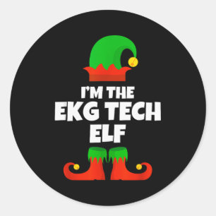 I'm Ekg Tech Elf Family Pajama Christmas Electroca Classic Round Sticker
