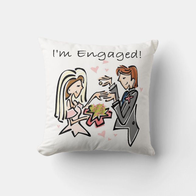 I'm Engaged Throw Pillow (Front)