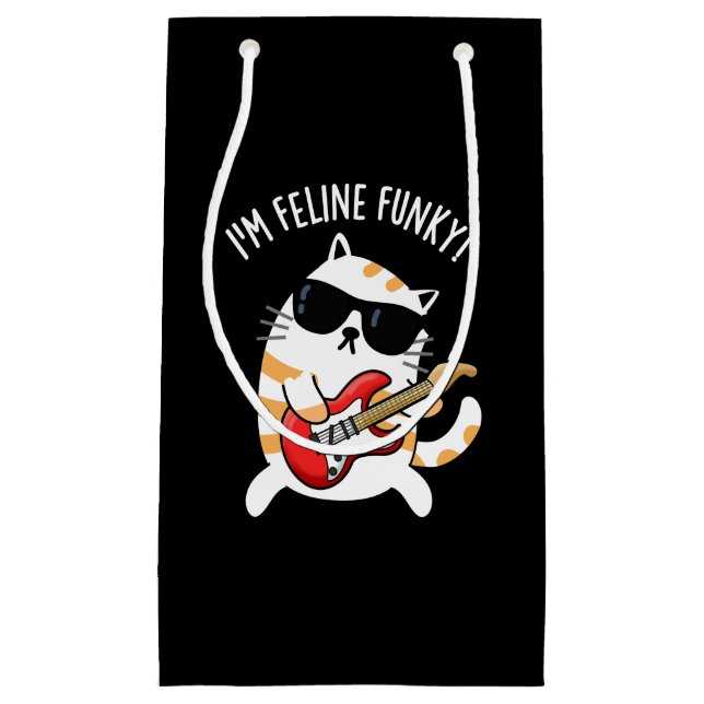 I'm Feline Funky Funny Cat Pun Dark BG Small Gift Bag (Front)