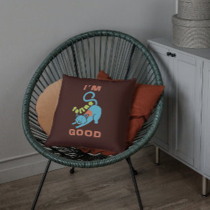 I'm feline good blue brown cat throw pillow