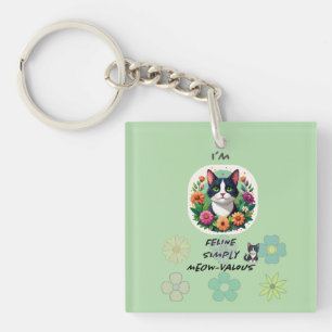 I'M FeLine Simply Meowvalous .. cat lovers Keychain
