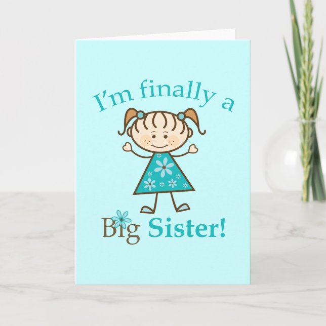 I'm Finally a Big Sister Stick Figure Girl Announcement (Front)