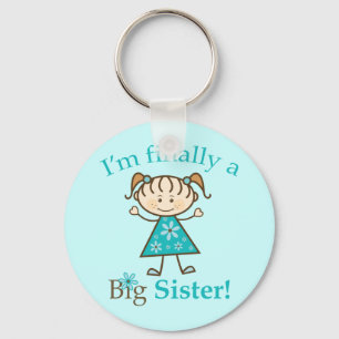 I'm Finally a Big Sister Stick Figure Girl Keychain