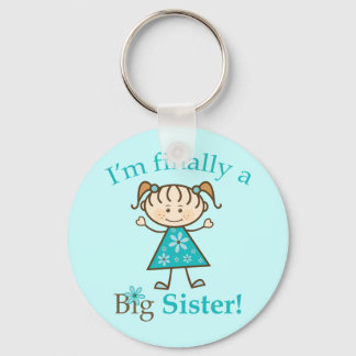 I'm Finally a Big Sister Stick Figure Girl Keychain