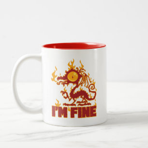 I'm Fine Burning Dragon Two-Tone Coffee Mug
