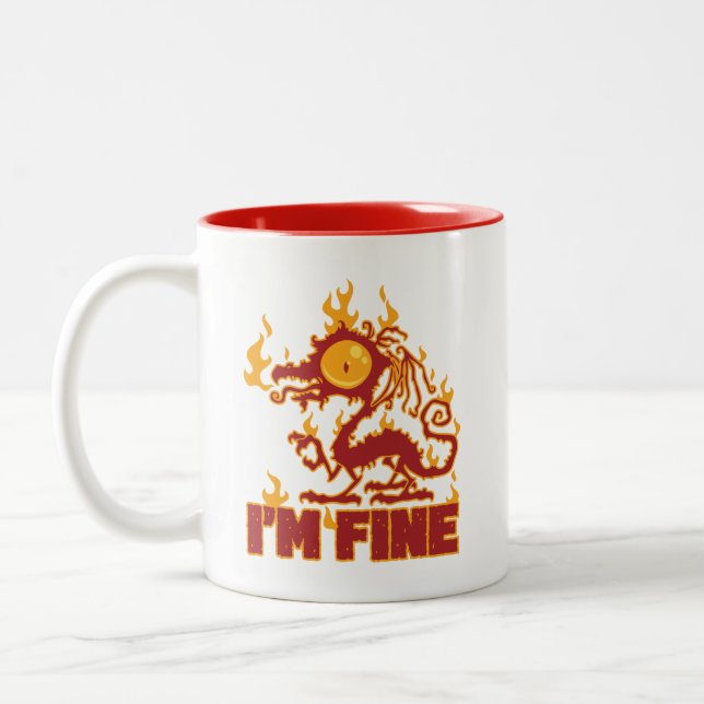 I'm Fine Burning Dragon Two-Tone Coffee Mug (Left)