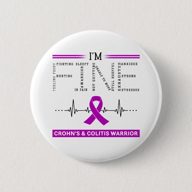 I'm Fine Crohn's and Colitis Warrior 2 Inch Round Button (Front)