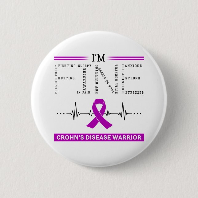 I'm Fine Crohn's Disease Warrior 2 Inch Round Button (Front)
