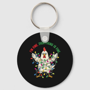 I'm Fine Everything Is Fine Christmas Chicken Ligh Keychain
