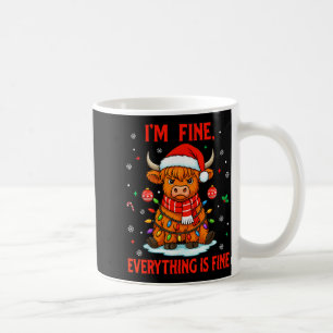I'm Fine Everything Is Fine Christmas Highland Cow Coffee Mug