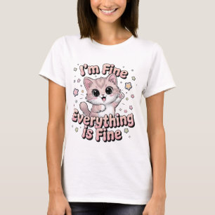 'I'm Fine. Everything Is Fine' Cute Funny Cat Love T-Shirt