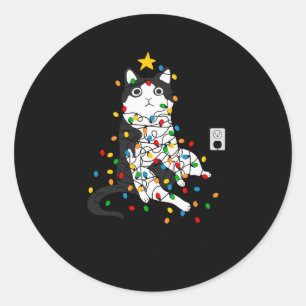 I'm Fine Everything Is Fine Funny Cat Christmas Li Classic Round Sticker