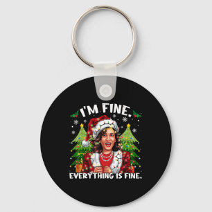 I'm Fine Everything Is Fine Meme Kalama Santa Chri Keychain