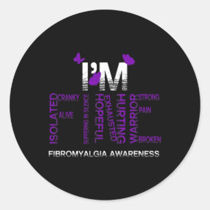 I'm Fine Fibromyalgia Warrior Fibro Awareness Purp Classic Round Sticker