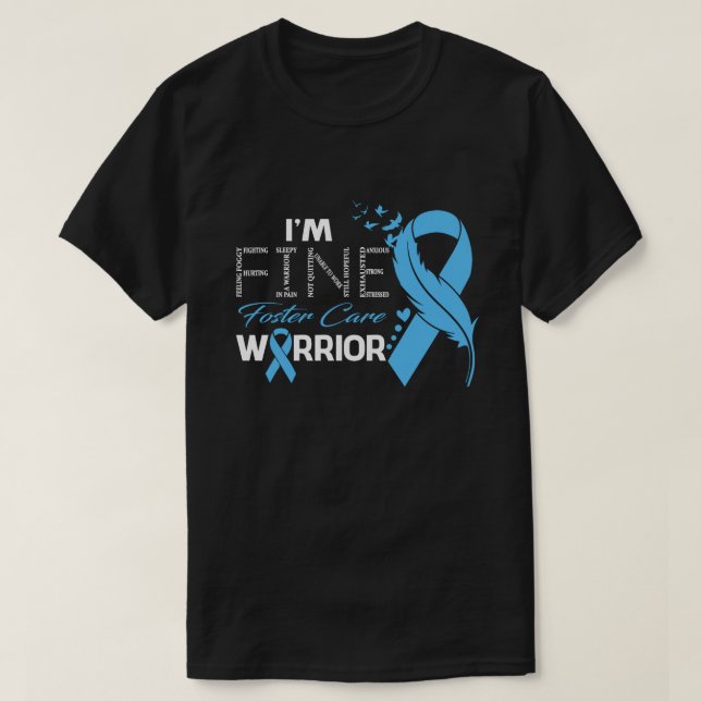I'm Fine Foster Care Warrior Awareness Feather T-Shirt (Design Front)