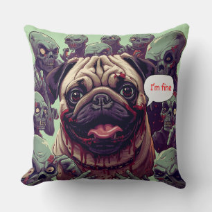 "I'm Fine!" Halloween Dog T-Shirt Design – Wendigo Throw Pillow