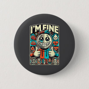I'm Fine Help Depression Anxiety Mental Health Awa 2 Inch Round Button