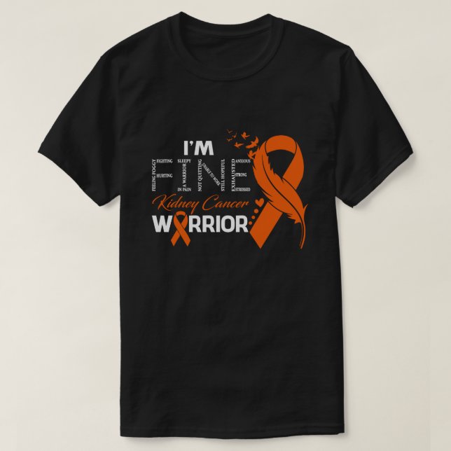 I'm Fine Kidney Cancer Warrior Awareness Feather T-Shirt (Design Front)