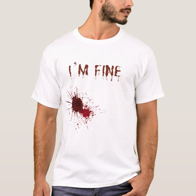 I'm Fine Movie Halloween Zombie Shark Bite Graphic T-Shirt (Front)