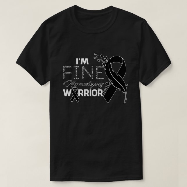 I'm Fine Narcolepsy  Warrior Awareness Feather T-Shirt (Design Front)