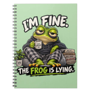 Im Fine The Frog Is Lying Funny Frog Spiral  Notebook