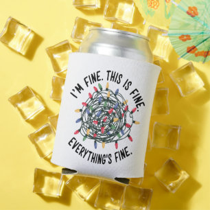 Im Fine This is Fine Everything is Fine Funny Xmas Can Cooler