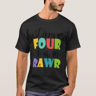I'm Four Hear Me Roar 4th Birthday Four Dino Rex F T-Shirt