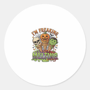 Im Freaking Melting Halloween Ice Cream Skull Pump Classic Round Sticker